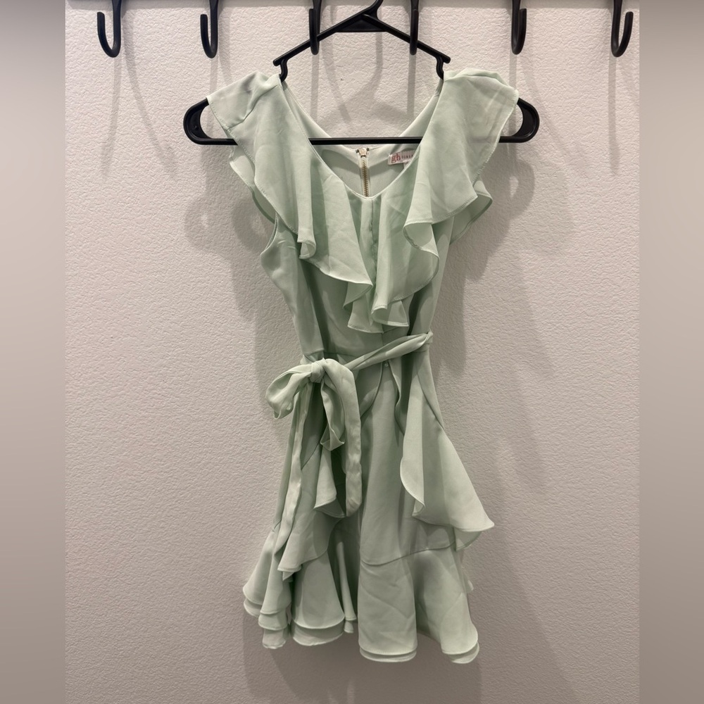 Gb Girls Ruffle Mint Green Dress – Size 8
